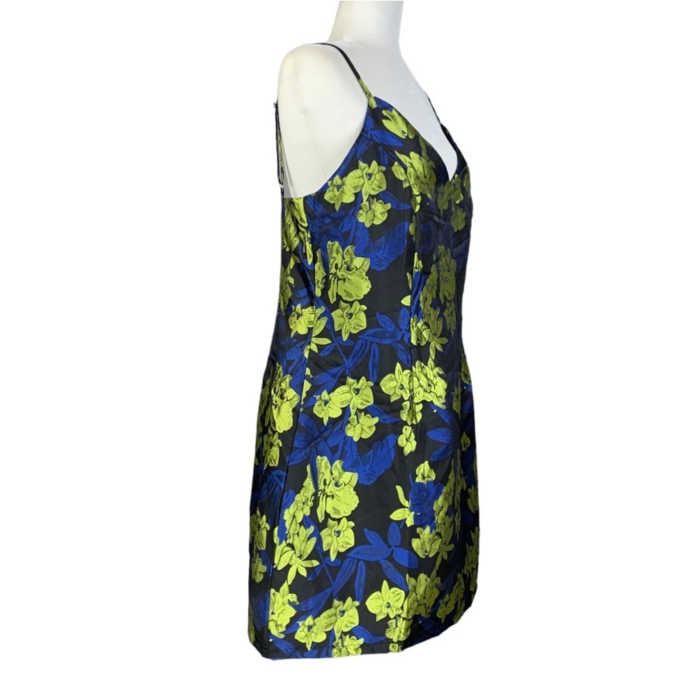 LuLu's Dress Absolutely Exquisite Large Black Blue Floral Jacquard Club Party - Picture 4 of 12
